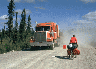 Cyclist and Truck